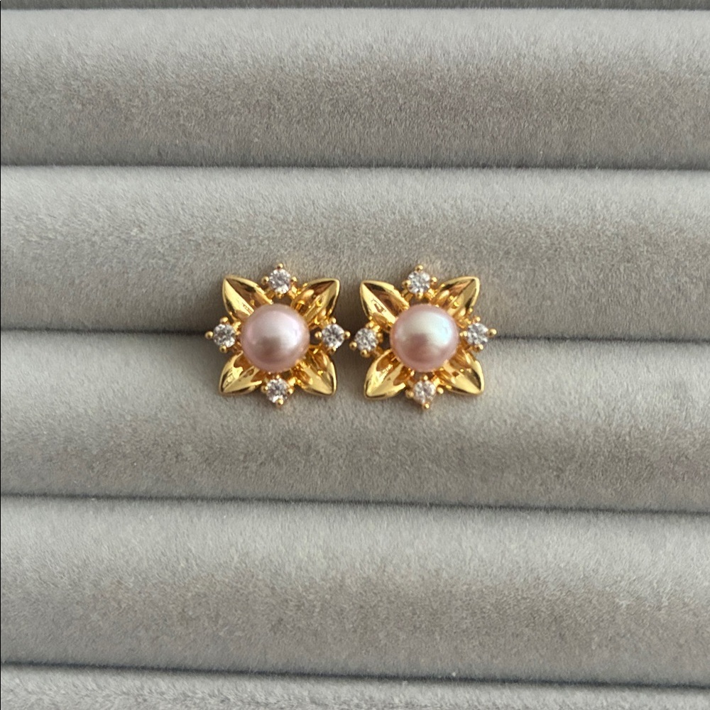 Convertible Pearl and Gold Stud Earrings
 |Sterling Silver Posts |Christmas Gift